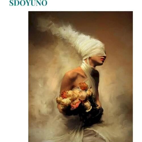 SDOYUNO 60x75cm Oil Painting By Numbers Figure DIY Paint By Numbers On Canvas Women Frameless Home Decor Hand Painting