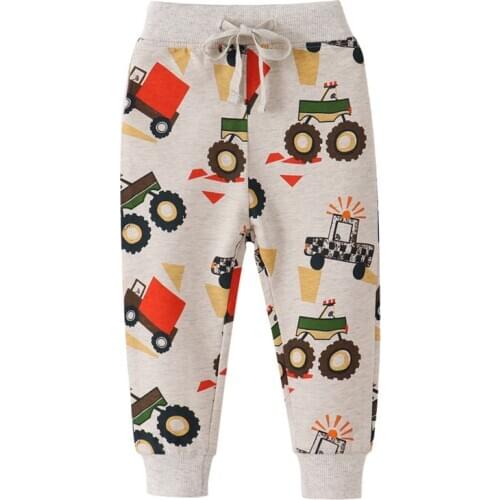 Jumping Meters New Tractors Print Baby Boys Girls Sweatpants Hot Selling Autumn Spring Long Pants Kids Cartoon Trousers