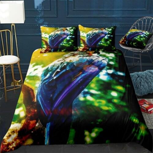 Blue and Yellow Macaw Quilt Cover Pillowcase 3Piece Comforter Bedding Set With Pillow Case Single Double Duvet Cover Home Decora