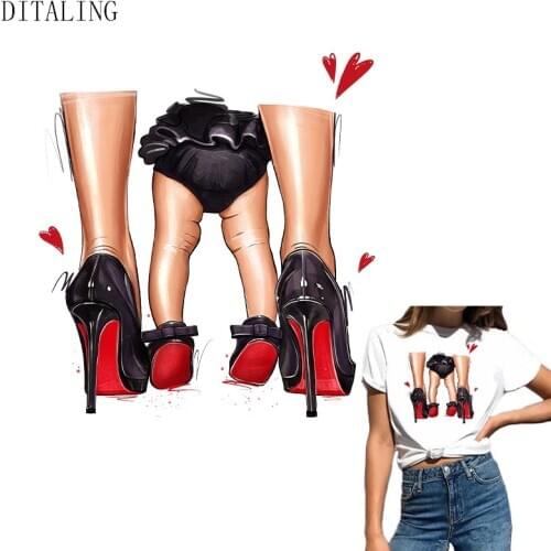 Heels Patch Mom Baby Lovely Thermo-Sticker For Clothing Fashion Girl DIY Washable Heat Transfer Sticker On Clothes Ironing Patch