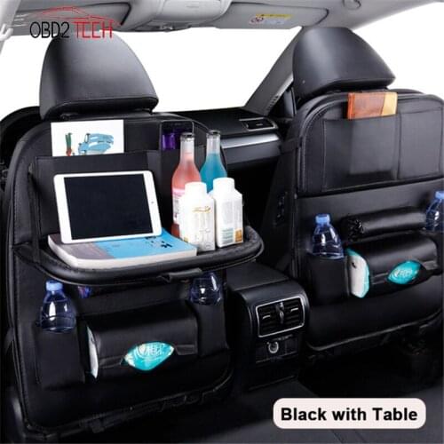 Universal Car Rear Seat Back Storage Bag Organizer Pu Leather Pad Bag Trunk Elastic Felt Storage Auto Hanging Car Accessories