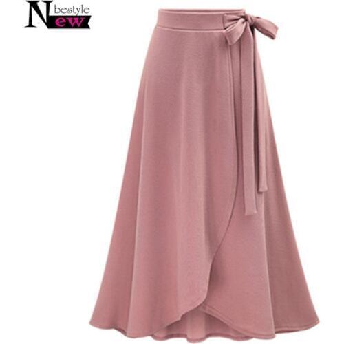 Spring Autumn Knitting Skirts 2019 Bow Skirts Women High Waist Irregular Split Skirt Long Bandage Party Costume Skirts Plus Size