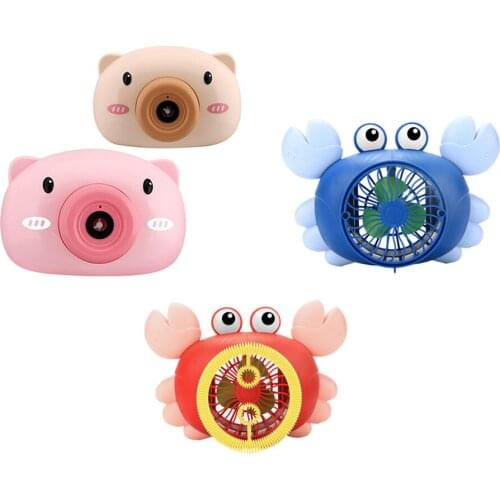 Funny Electric Fan Bubble Machine Summer Outdoor Party Toy Childrens Blower Bubble Camera Toy With Light Music