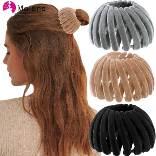 Molans Fashion Women Hair Bun Hair Claw Horsetail Buckle Hair Clip Bird Nest Expanding Hair Accessories Female Ponytail Holder