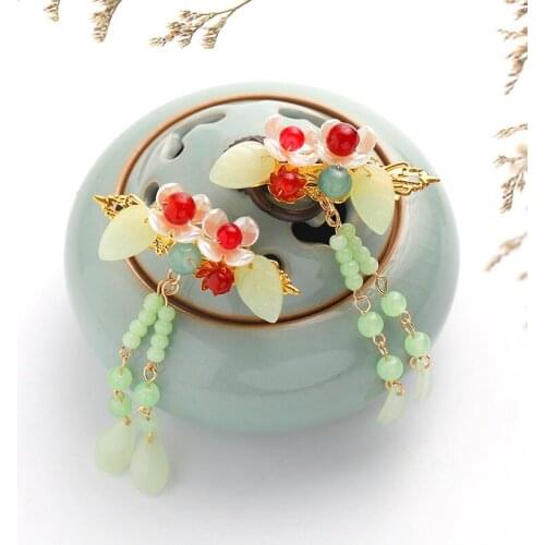 1pair Archaistic Exquisite Insect Flower Hairclip Fairy Flower Wedding Hair Dress Accessories Long Tassels Hair Pins Tiara