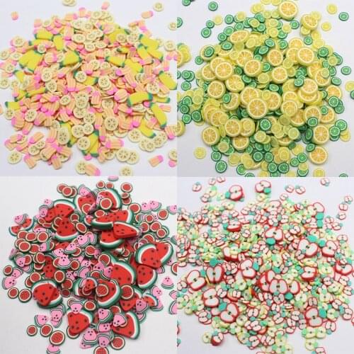 100g/Lot Multi Fruits Clay Slices Soft Pottery Apple Lemon Sprinkles for DIY Crafts Filling Accessories