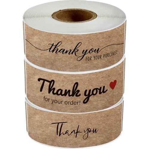 120 Pcs/roll Kraft "thank You For Your Order" Sticker For Supporting Your Business Package Decoration Labels Stationery Stickers