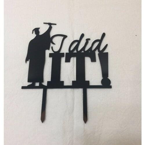 2pcs mirror black i did it custom graduation acrylic cake topper