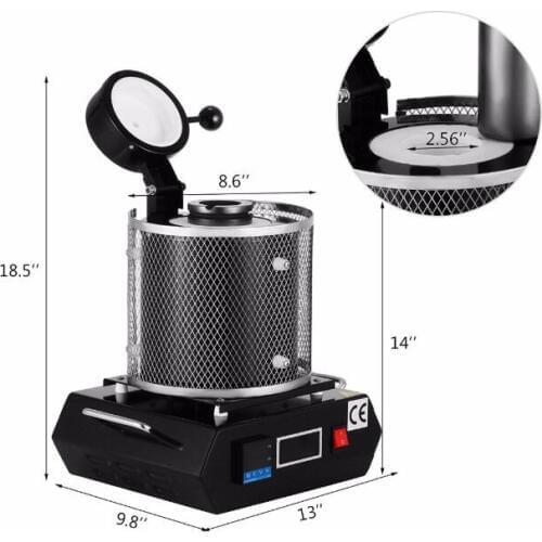 220V Automatic 2kg Melting Furnace Silver & Gold Pour Bar with Graphite Crucible