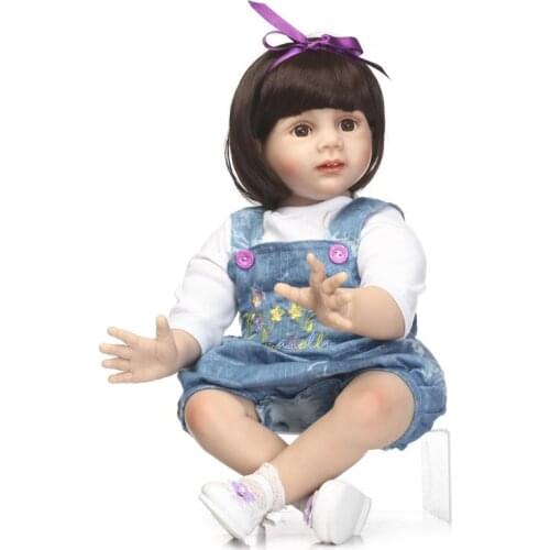 24" reborn toddler girl Simulation Little Girl silicone vinyl limbs reborn baby Doll Costume Model Girl play house toys