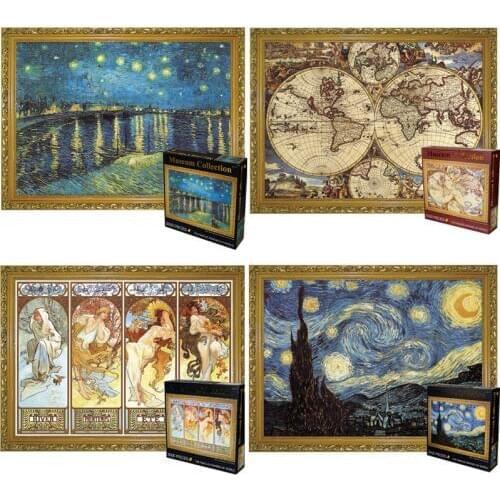 3000 pieces World Famous Starry Night Thicker Paper Jigsaw Landscape Puzzle Adult Educational Toys Kids Challenge Game Toys