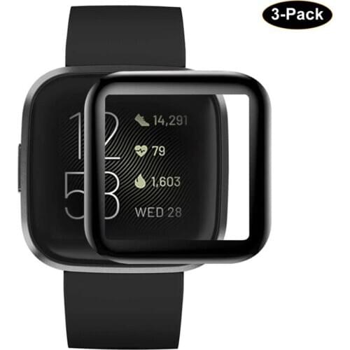 3D Curved Full Coverage Screen Protector for Fitbit Versa 3/Fitbit Sense 2020 Shatter-Proof/Anti-Scratch/Clear Protective Film