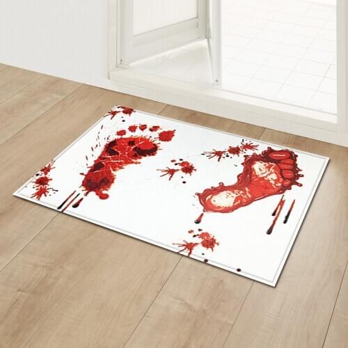 Indoor Entrance Doormat 3D Blood Footprint Carpet Toilet Floor Area Rug Anti-slip Absorbe Kitchen Rugs Halloween Bathroom Mat