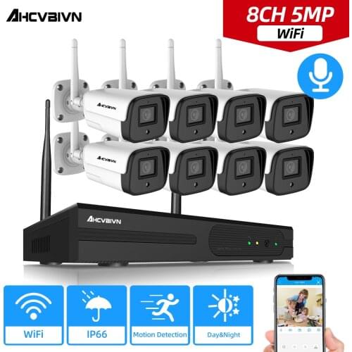 5MP Wireless CCTV System 8ch Weatherproof Wifi Camera Security System Surveillance Set Night Vision HD IP Monitoring Camera Set