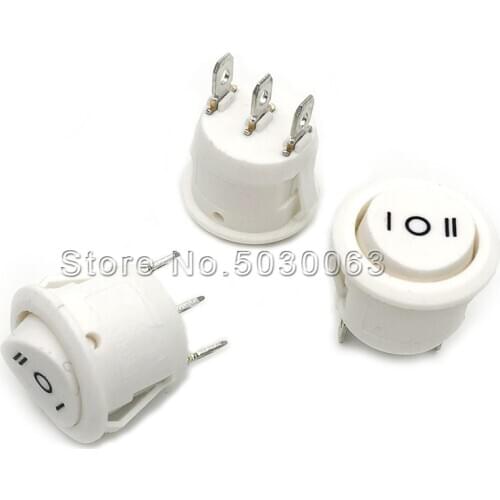 5pcs/lot KCD1-105 Ship type/Round Switch White/Black Push Button 3pin 3 gear Opening 20MM Diameter 23MM Warping Plate 6A250V