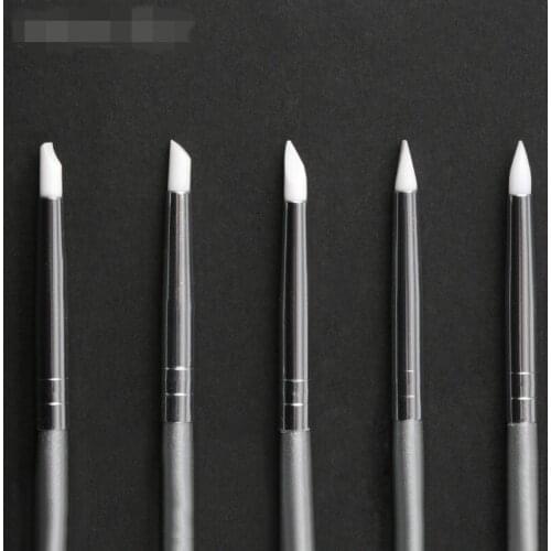 5 Pcs Silicone Nail Brush Carving Emboss Hollow Pottery Sculpture UV Gel Shaping Silicone Brushes For Modeling Nail Art DIY Tool