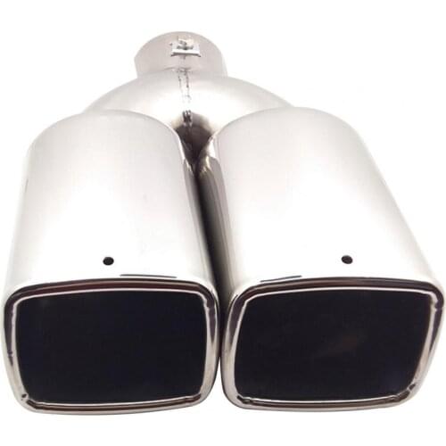 Car Exhaust Pipe Muffler Square Mouth Wear-Resistant Stainless Steel Dual Outlet Exhaust Pipe Silencer Auto Accessories