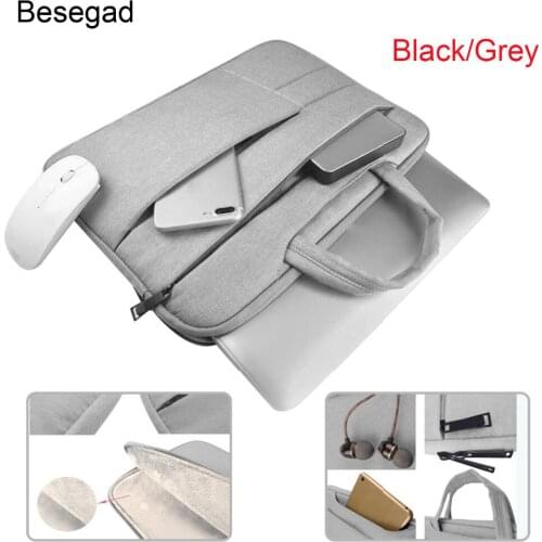 Besegad Portable Carrying Storage Laptop Sleeve Bag with Side Pocket Handbag Case Cover for MacBook Air Pro Retina 13.3 15 inch