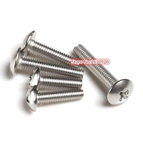 Free Shipping 100pcs/Lot M4x12 mm M4*12 mm 304 Stainless Steel flat head cross Truss head screw