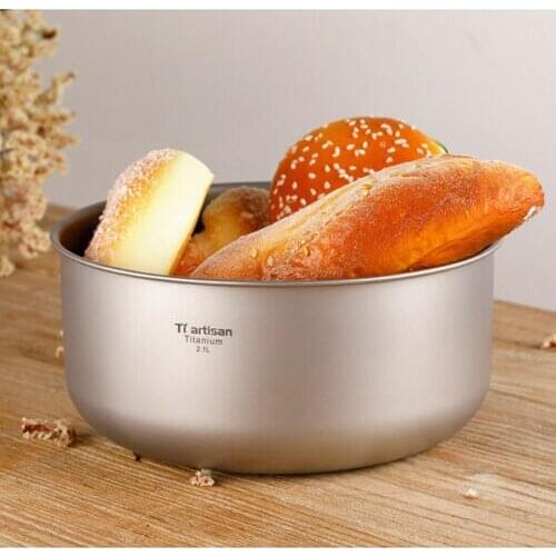 High quality Pure Titanium Pot Cooker Soup pot Salad Bowl Container Cooking Pan 2.1L