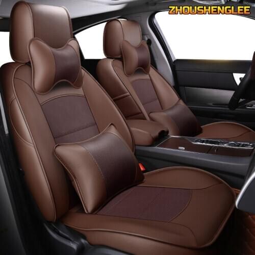 ZHOUSHENGLEE Custom Leather car seat cover set For Porsche Cayman Macan panamera Cayenne Boxster Automobiles Seat Covers cars