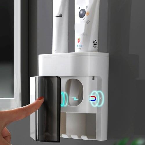 Bathroom Toothpaste Dispenser Squeezer Dust-proof Toothbrush Holder Storage Rack Bathroom Products Extruding Toothpaste Clip