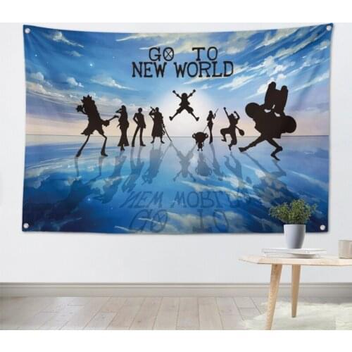 GO TO NEW WORLO cartoon cosmic hang cloth hanging flag bar studio tide shop home wall decoration background