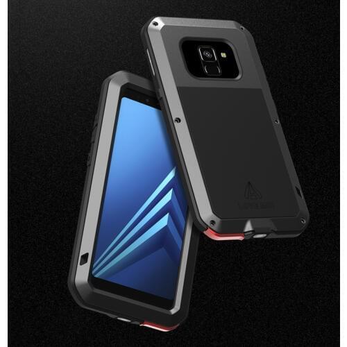 LOVEMEI Dirt-resistant Anti-knock Metal Aluminum Case with Gorilla Glass for Sumsang Galaxy A8+ 2018/A800S Heavy Duty Protection