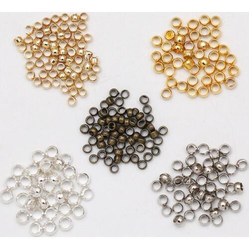 300pcs/lot 2mm 3mm Round Crimp Beads End Beads Metal Copper Gold Silver Color Stopper Beads for Diy Jewelry Findings Components
