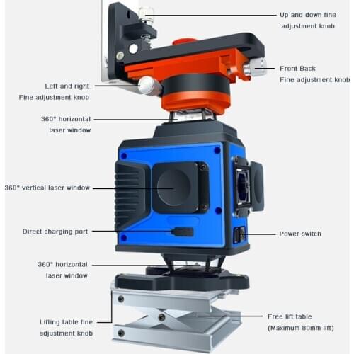 360 Degrees Rotary Laser Level LD 16 Lines Laser Level Green 4D Self-Leveling Horizontal Vertical Cross Lines Measuring Tool New