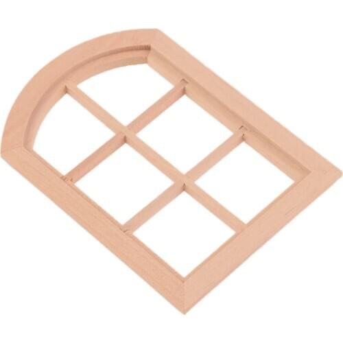 1:12 Dollhouse Miniature Wooden Six Squares Arched Window Model Furniture Accessories