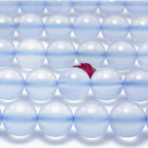 Natural Blue Chalcedony Agate Smooth Round Loose Beads Wholesale Gemstones Semi Precious Stones for Jewelry Making Bracelet Diy