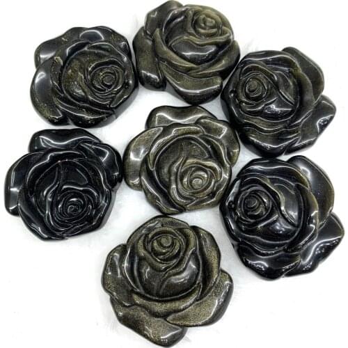 Natural Golden Obsidian Tiger Eye Carved Smooth Flower Handmade Crystal Animal Gems Healing Gifts Natural and Healing Crystals