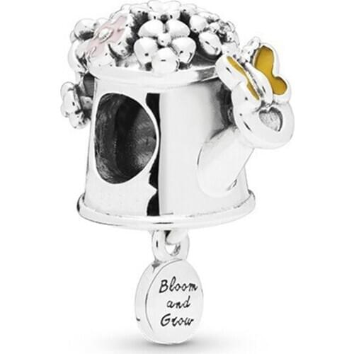 2019 New Original 925 Sterling Silver Bead Blooming Watering Can Charm Fit Pandora Bracelet Bangle DIY Women Jewelry