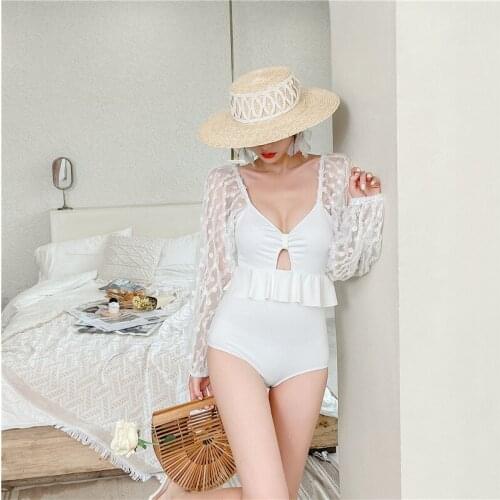 2021 New Sexy Two Piece Swimsuit Women Solid Swimwear Monokini Swim Suit Korea Bathing Suit Push Up Pad Swimskirt