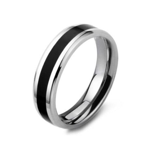 Wedding rings Fashion Mens Titanium Rings Center Cool Black 6mm Wide U.S Size 7-11316L Stainless Steel Rings