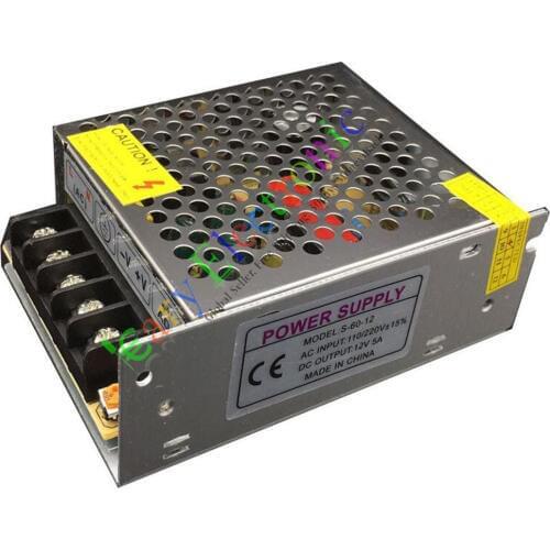 Wholesale and retail 10pc 12V 5A 60W AC/DC driver Switch power supply adapter Transformer LED strip free shipping