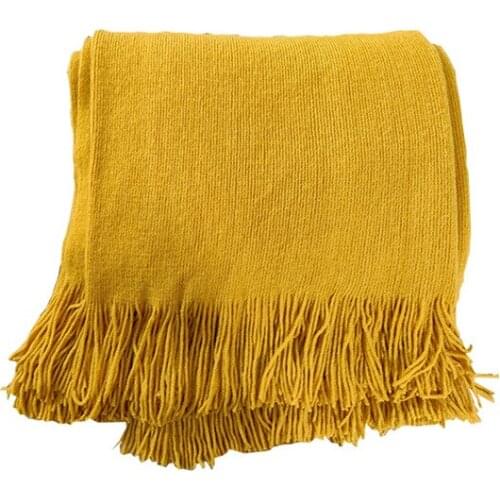 Simple Nordic Style Knitting Sofa Blanket with Tassels Soft Warm Sleeping Bed Rugs Tapestry Bedspread Home Docor