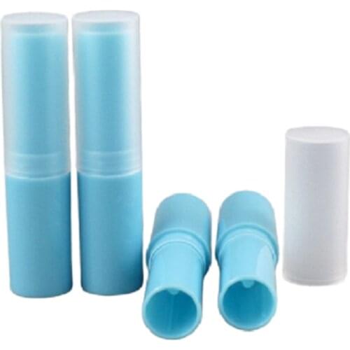 Empty 4g Lip Balm Containers Round Blue Makeup Packaging Refillable Lip Balm Lipbalm Tube Packaging with Clear Cap 50 pcs/lot