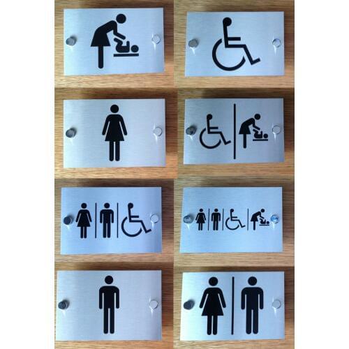 DIY House Number Customized Brushed 5MM Aluminum-plastic composite board Toilet Informational Signs