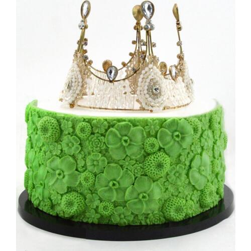 Large size flowers pattern cake decorating silicone mold fondant silicone cake edge mould for wedding birthday DIY baking tool