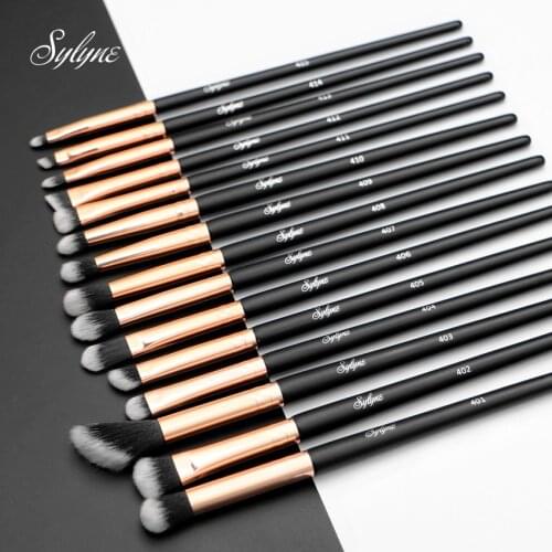 Sylyne Eyeshadow Brush Set 15Pcs Eye Brow Shadow Liner Synthetic Hair Make Up Brush Kit Tools Professional Eyes Makeup Brushes