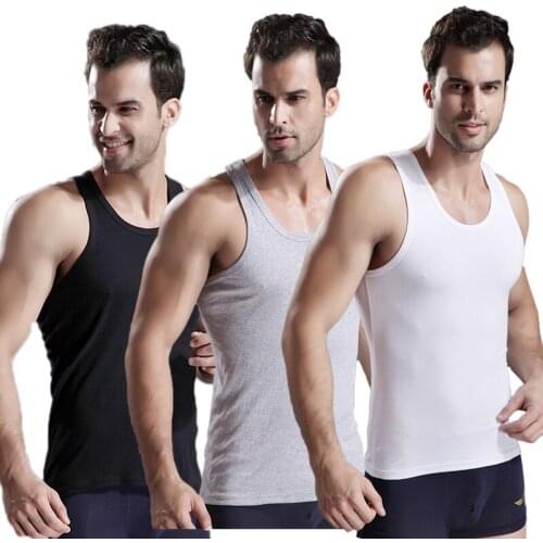 Traditional Pure Colour All Cotton Comfortable Fashion U Get Men Vest Fine Threaded Tightly Bottoming Sport Leisure Tank Tops