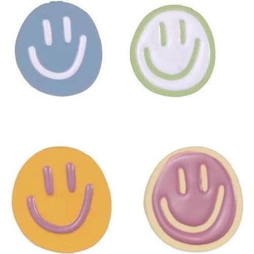 Funny Smile Face Stud Earrings For Women Colorful Alloy Geometric Spray Paint Earring Jewelry Accessory Gifts