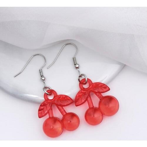 ZOSHI Fashion Cherry Earrings New Design Party Earrings for Women Summer New Trendy Multi Colors Drop Earring