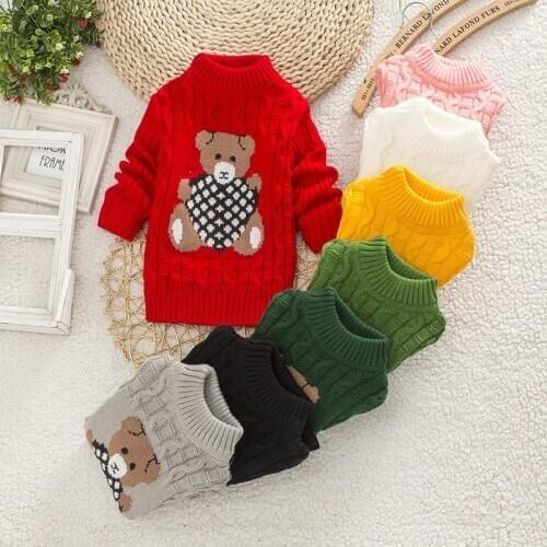 IENENS Winter Baby Sweaters Boys Girls Clothes 1-8Y Children Clothing O-neck Cartoon Pullovers Kids Warm Tops Knitted Sweater