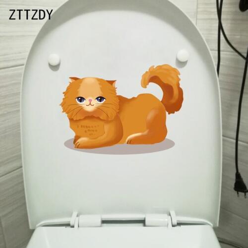 ZTTZDY 23.8*17.4CM Cartoon Cat Toilet Decal Children Bedroom Art Decoration Wall Sticker T3-0079