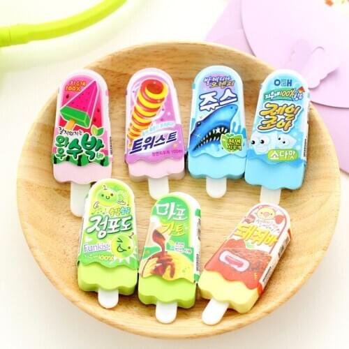 1PC New Creative Cartoon Cute Lovely High Quality Kawaii Eraser Ice Cream Eraser Student Prize School Supplies Korea Stationery