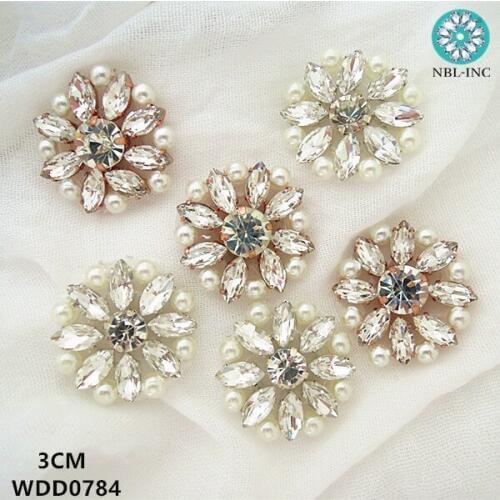 100PCS) Hand beaded clear crystal rhinestone pearl applique patch for wedding dresses WDD0784