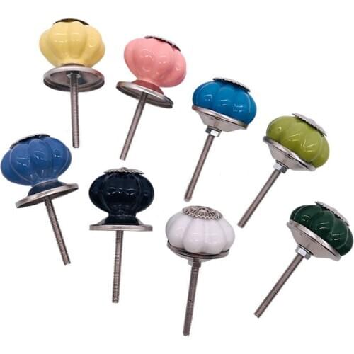10x Furniture Handles Vintage Pumpkin 34mm Ceramic Handles Drawer Cabinet Handles Pull Knob home office Diy Hardware Accessories